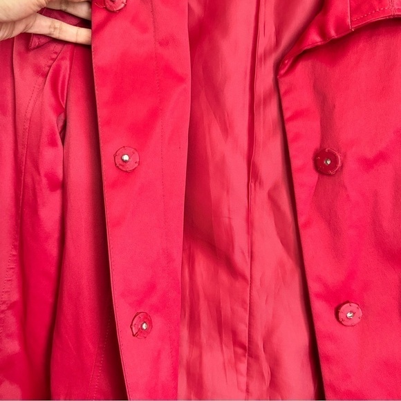 Kenneth Cole New York Women’s Red Mid Length Jacket Trench Coat Wide Collar sz S - Picture 4 of 15